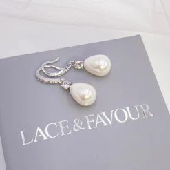 Lace & Favour Dolci Silber Kristallverzierte Tränenperlen Ohrringe* Geschenke Für Brautjungfern | Geschenke Für Die Braut