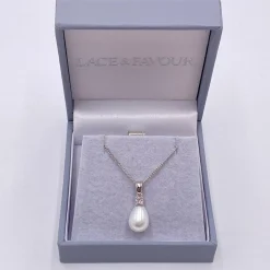 Lace & Favour Dolci Silber Teardrop Perlen Anhänger Halskette* Geschenke Für Brautjungfern | Geschenke Für Die Braut