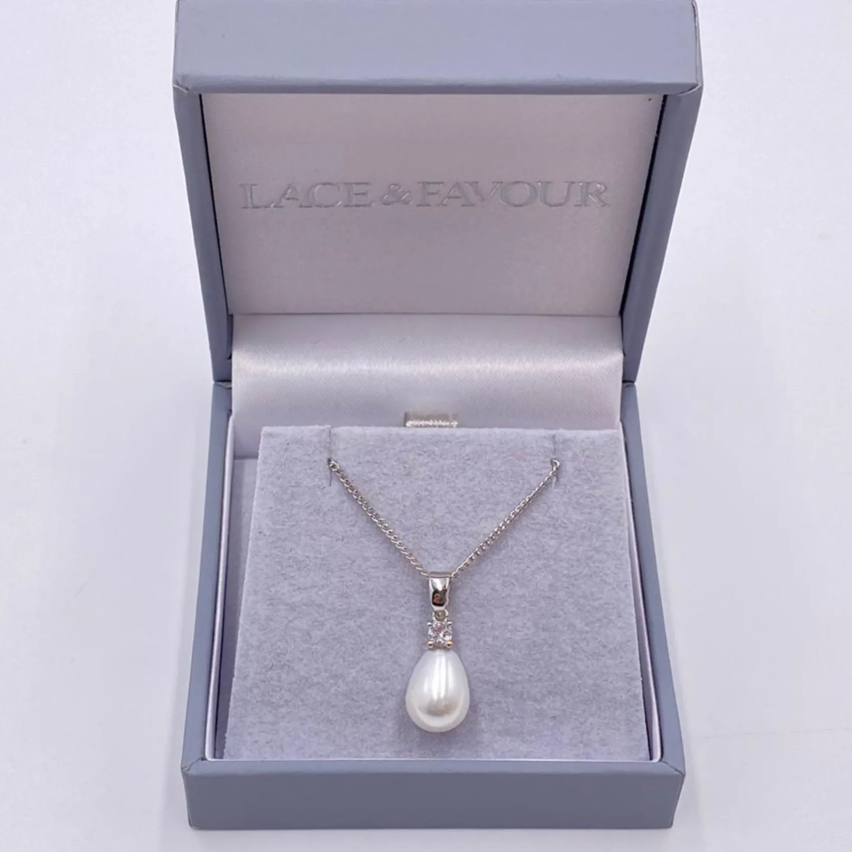 Lace & Favour Dolci Silber Teardrop Perlen Anhänger Halskette* Geschenke Für Brautjungfern | Geschenke Für Die Braut