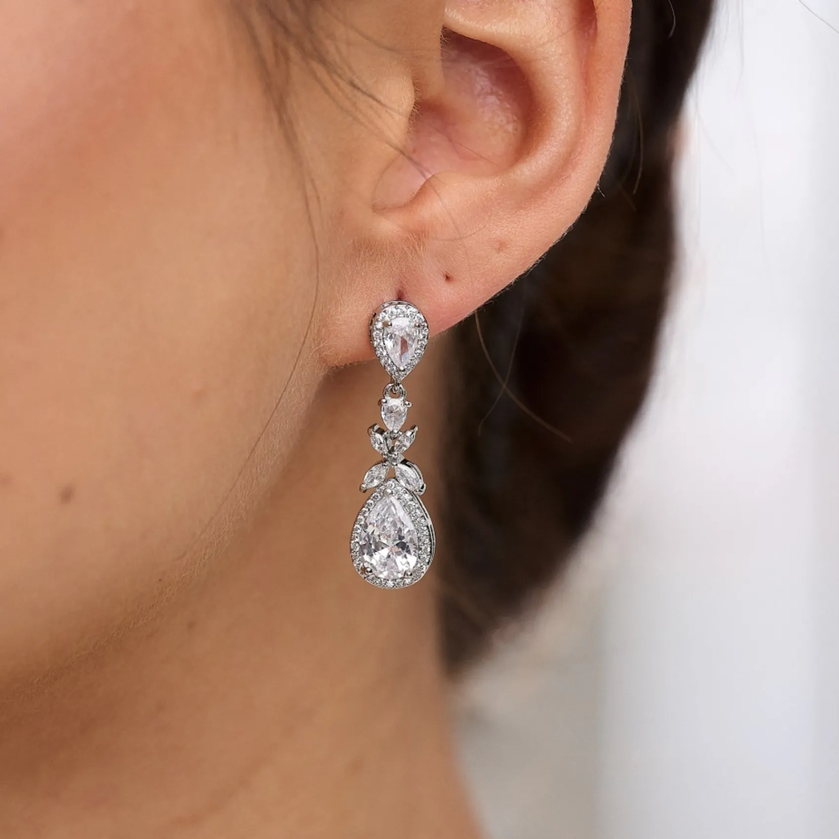 Lace & Favour Dominica Cubic Zirkonia Tropfenohrringe* Silberner Abschlussball-schmuck | Abschlussball-ohrringe