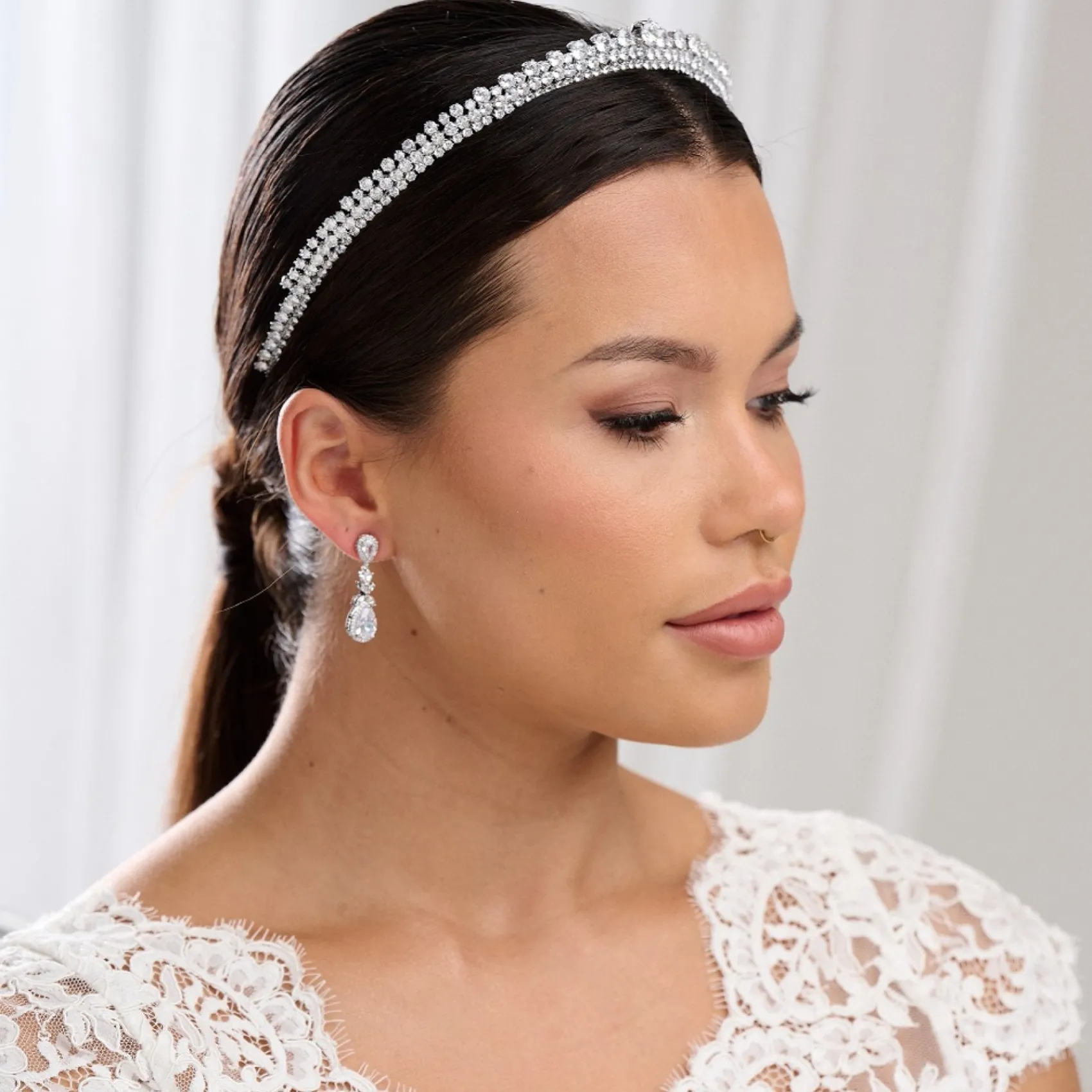 Lace & Favour Dominica Cubic Zirkonia Tropfenohrringe* Silberner Abschlussball-schmuck | Abschlussball-ohrringe