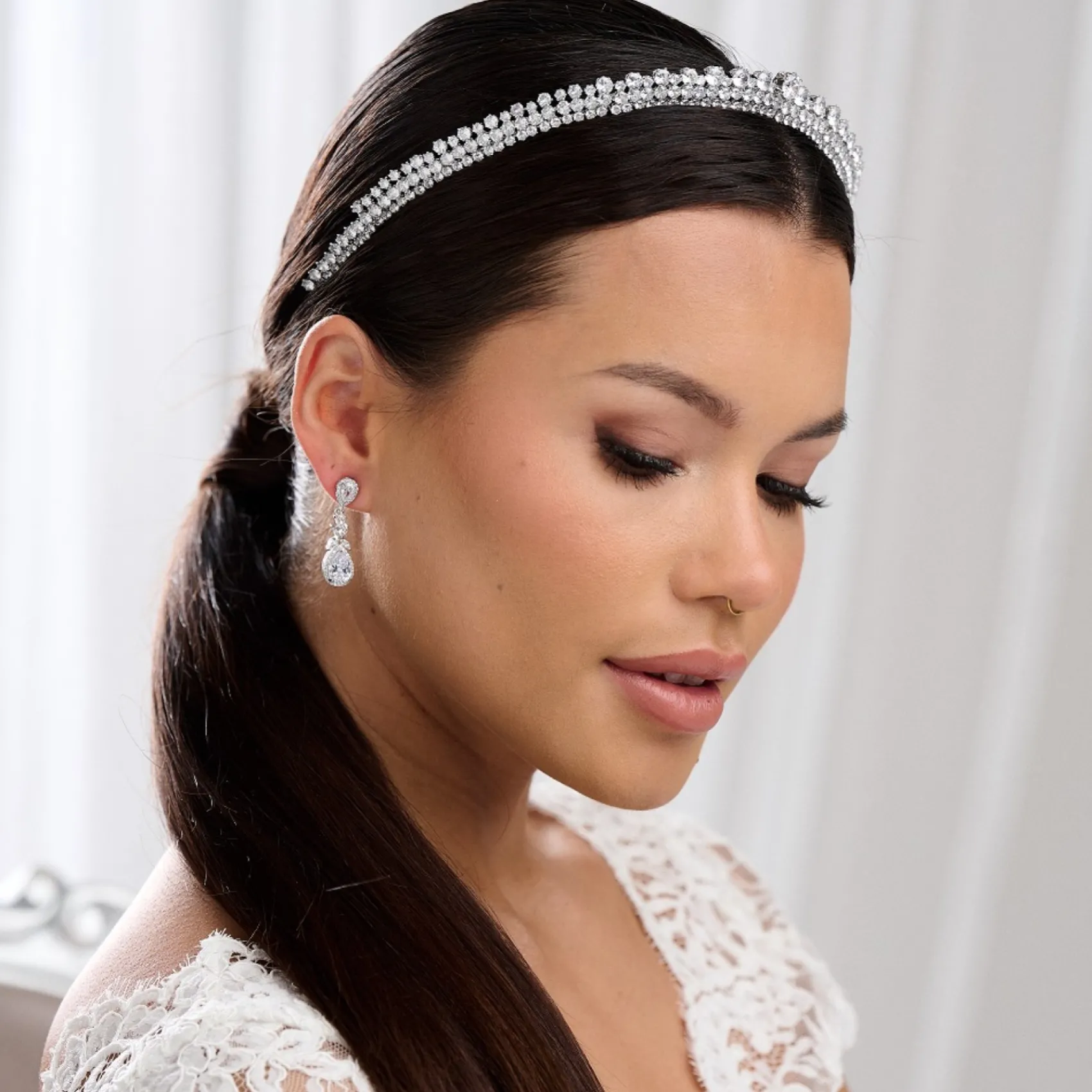 Lace & Favour Dominica Cubic Zirkonia Tropfenohrringe* Silberner Abschlussball-schmuck | Abschlussball-ohrringe