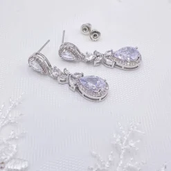 Lace & Favour Dominica Cubic Zirkonia Tropfenohrringe* Silberner Abschlussball-schmuck | Abschlussball-ohrringe
