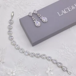 Lace & Favour Dominica Cubic Zirkonia Tropfenohrringe* Silberner Abschlussball-schmuck | Abschlussball-ohrringe