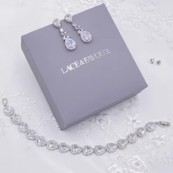Lace & Favour Dominica Cubic Zirkonia Tropfenohrringe* Silberner Abschlussball-schmuck | Abschlussball-ohrringe
