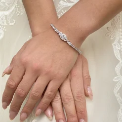 Lace & Favour Dorchester Vintage inspiriertes Kristall Hochzeitsarmband* Silberner Abschlussball-schmuck | Prom Armbänder