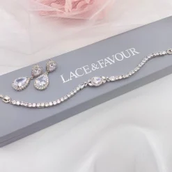 Lace & Favour Dorchester Vintage inspiriertes Kristall Hochzeitsarmband* Silberner Abschlussball-schmuck | Prom Armbänder