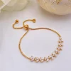 Lace & Favour Dotty Gold Crystal Leaves Verstellbares Armband* Goldener Abschlussball-schmuck | Prom Armbänder