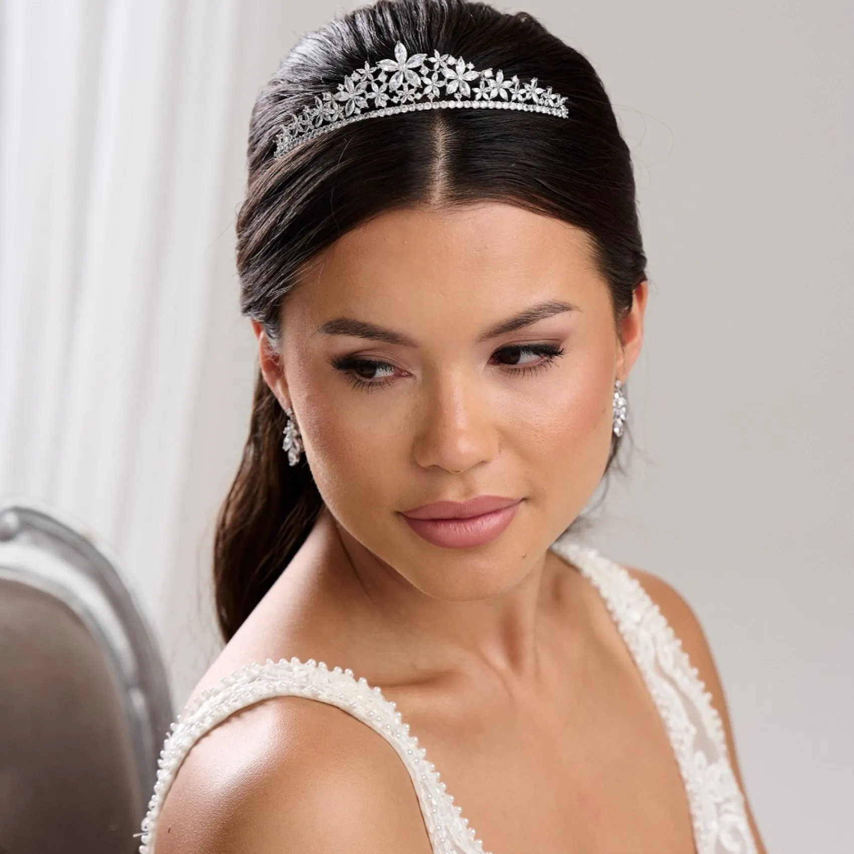 Lace & Favour Downton Floral Cubic Zirkonia Kristall Hochzeit Tiara* Abschlussball-haarbänder & Tiaras | Haarschmuck Aus Kristall