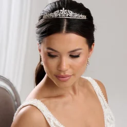 Lace & Favour Downton Gold Floral Cubic Zirkonia Kristall Hochzeit Tiara* Abschlussball-haarbänder & Tiaras | Haarschmuck Aus Kristall