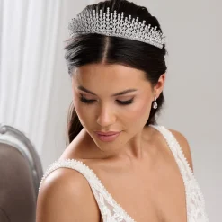 Lace & Favour Dubai Statement Cubic Zirkonia Brautkrone* Haarschmuck Aus Kristall | Silberne Haar-accessoires