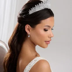 Lace & Favour Dubai Statement Cubic Zirkonia Brautkrone* Haarschmuck Aus Kristall | Silberne Haar-accessoires
