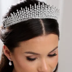 Lace & Favour Dubai Statement Cubic Zirkonia Brautkrone* Haarschmuck Aus Kristall | Silberne Haar-accessoires