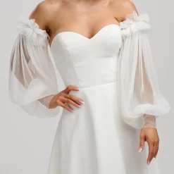 Poirier Elfenbeinfarbene Plissee-Tüll-Puffärmel* Brautkleid Ärmel
