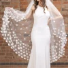 Perfect Bridal Elfenbeinfarbener einstufiger stark verzierter 3D Blumen Schleier in Walzerlänge* Einstufige Schleier | Schleier In Walzerlänge