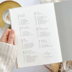 Blush & Gold Elfenbeinfarbenes Baumwoll-Leinen-Hochzeitsplanerbuch mit vergoldeten Rändern* Wedding Planner Bücher | Verlobungsgeschenke