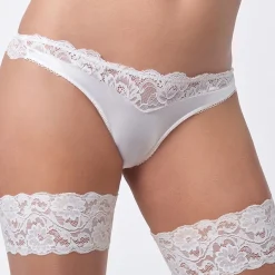 Poirier Elfenbeinfarbenes Satin- und Spitzen-Höschen für die Braut* Flitterwochengeschenke | Geschenke Für Die Braut