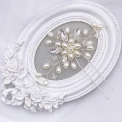 Lace & Favour Ellie Perlencluster Hochzeits-Haarnadel (Silber)* Perlen-haarschmuck | Silberne Haar-accessoires