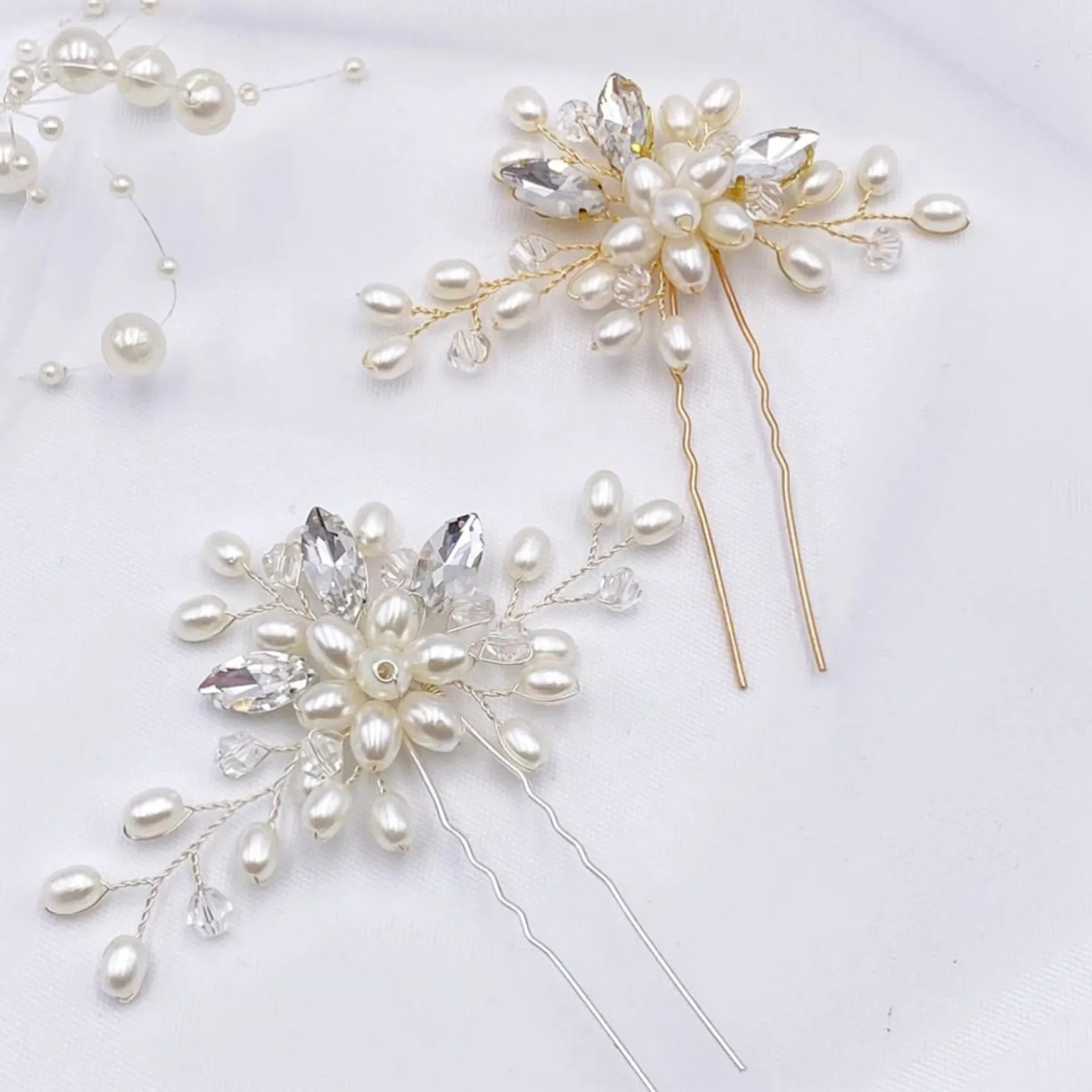 Lace & Favour Ellie Perlencluster Hochzeits-Haarnadel (Silber)* Perlen-haarschmuck | Silberne Haar-accessoires