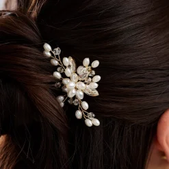 Lace & Favour Ellie Perlencluster und Kristall Hochzeits-Haarnadel (Gold)* Perlen-haarschmuck | Gold-haar-accessoires