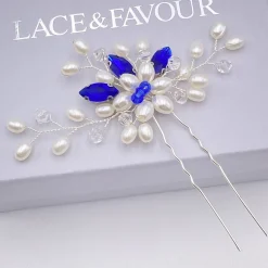 Lace & Favour Ellie Perlencluster-Haarnadel zur Hochzeit (Saphir)* Etwas Blaue Geschenke | Perlen-haarschmuck