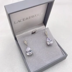 Lace & Favour Ellie Silber Teardrop Kristall Ohrringe* Silberner Abschlussball-schmuck | Abschlussball-ohrringe