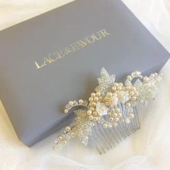 Beads & Beyond Elouise Perlen Blätter und Champagner Perle Vintage inspiriert Haarkamm* Vintage-kopfbedeckungen | Perlen-haarschmuck