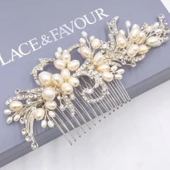 Twilight Designs Eugenie Vintage Süßwasserperlen und Diamanten Haarkamm* Vintage-kopfbedeckungen | Perlen-haarschmuck