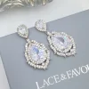 Lace & Favour Evita Statement Kristall Kronleuchter Hochzeit Ohrringe* Silberner Abschlussball-schmuck | Abschlussball-ohrringe