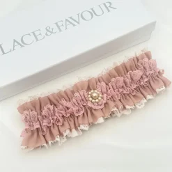 Boudoir Couture Fantasy Dusky Rose Lace Vintage Hochzeit Strumpfband mit Perlenbesatz* Geschenke Für Die Braut | Strumpfbänder Für Bräute
