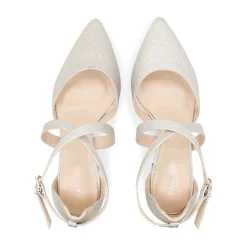 Paradox London Farrah Silver Glitter Wide Fit Cross Strap Block Heels* Glitzernde Ballschuhe | Silberne Ballschuhe