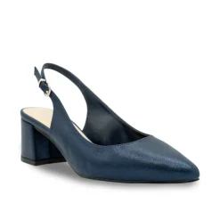 Paradox London Flynn Marineblau Schimmernde breite Passform Niedriger Blockabsatz Slingbacks* Glitzernde Ballschuhe | Ballschuhe Mit Niedrigem Absatz
