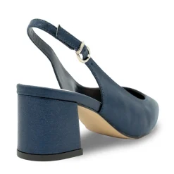 Paradox London Flynn Marineblau Schimmernde breite Passform Niedriger Blockabsatz Slingbacks* Glitzernde Ballschuhe | Ballschuhe Mit Niedrigem Absatz