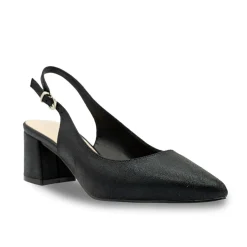 Paradox London Flynn Schwarz Schimmern Breite Passform Niedriger Blockabsatz Slingbacks* Glitzernde Ballschuhe | Ballschuhe Mit Niedrigem Absatz