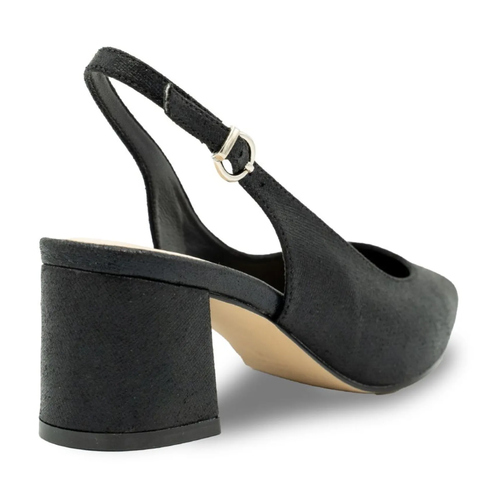 Paradox London Flynn Schwarz Schimmern Breite Passform Niedriger Blockabsatz Slingbacks* Glitzernde Ballschuhe | Ballschuhe Mit Niedrigem Absatz