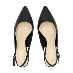 Paradox London Flynn Schwarz Schimmern Breite Passform Niedriger Blockabsatz Slingbacks* Glitzernde Ballschuhe | Ballschuhe Mit Niedrigem Absatz