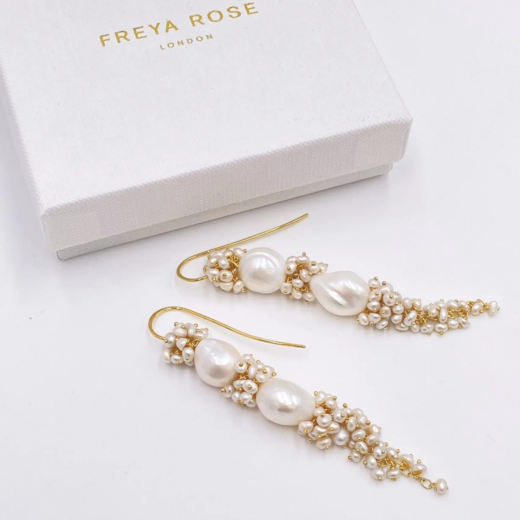 Freya Rose Barocke Perlen-Statement-Ohrringe aus Gold* Gold-hochzeitsschmuck | Hochzeitsgast-schmuck