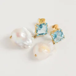 Freya Rose Blautopas-Barock-Perlen-Ohrringe* Etwas Blaue Geschenke | Edelstein-schmuck