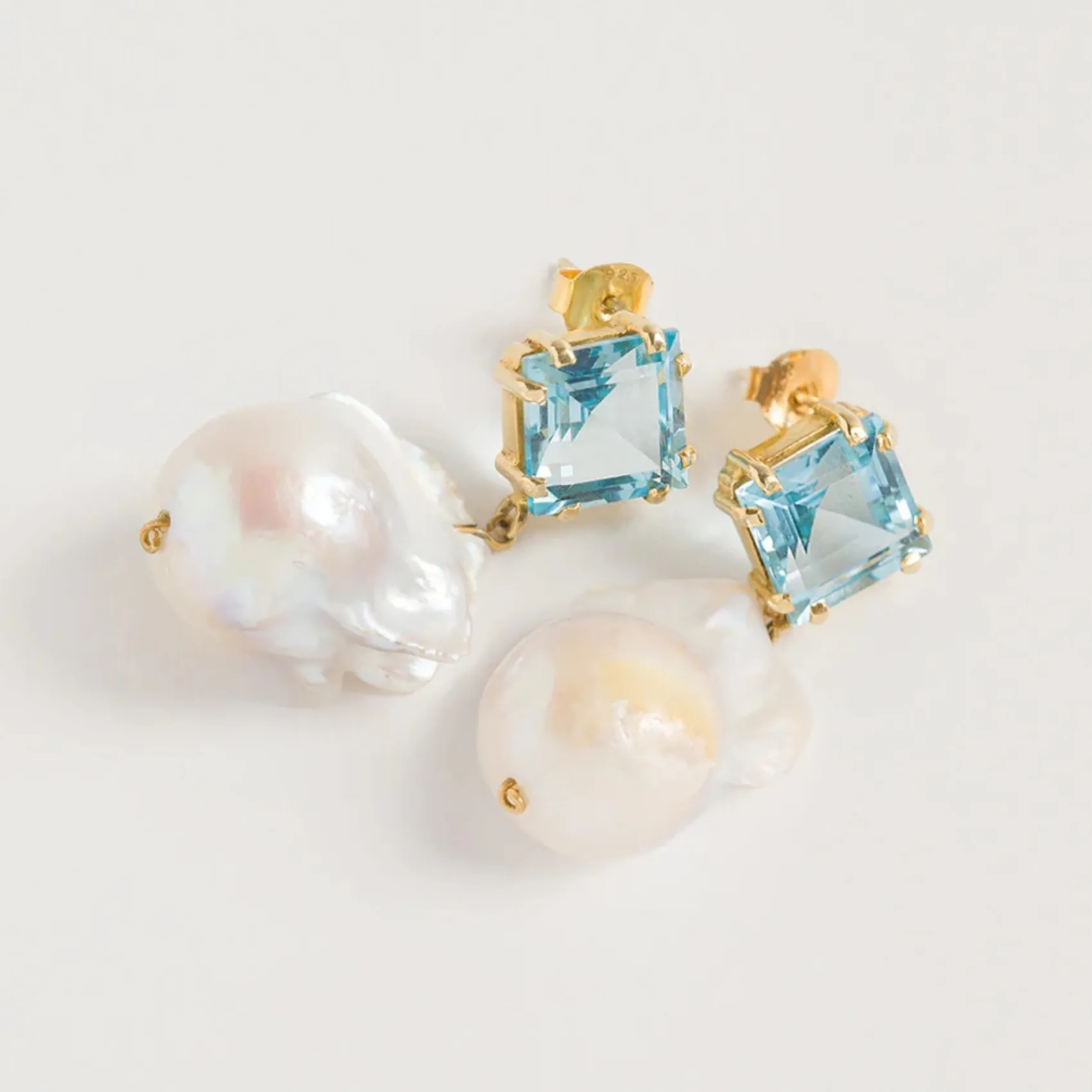 Freya Rose Blautopas-Barock-Perlen-Ohrringe* Etwas Blaue Geschenke | Edelstein-schmuck