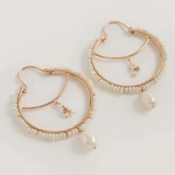 Freya Rose Boho Roségold Perlenketten-Ohrringe* Perlen-hochzeitsschmuck | Roségold Hochzeitsschmuck