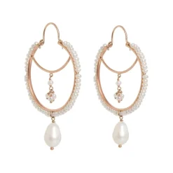 Freya Rose Boho Roségold Perlenketten-Ohrringe* Perlen-hochzeitsschmuck | Roségold Hochzeitsschmuck