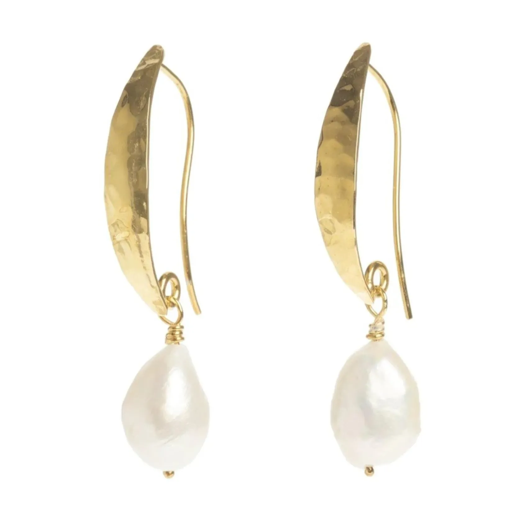 Freya Rose Gehämmerte Goldbarock-Perlenohrringe* Gold-hochzeitsschmuck | Hochzeitsgast-schmuck