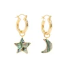 Freya Rose Gold Mini Hoops mit Paua Stern und Mond* Gold-hochzeitsschmuck | Hochzeitsgast-schmuck