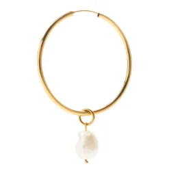 Freya Rose Große goldene Reif-Ohrringe mit Barockperlen* Gold-hochzeitsschmuck | Hochzeitsgast-schmuck