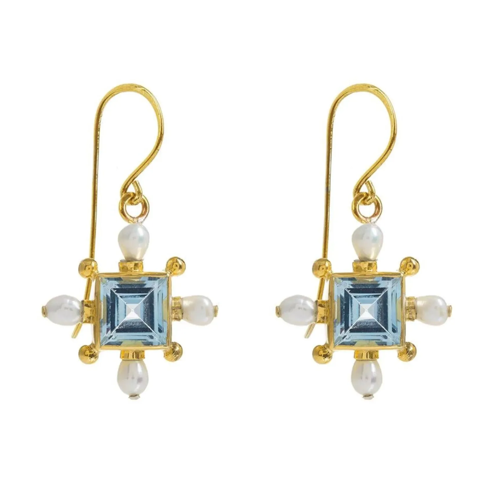 Freya Rose Kreuz-Ohrringe mit blauem Topas* Etwas Blaue Geschenke | Edelstein-schmuck
