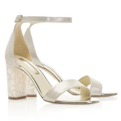 Freya Rose Martene Champagner Wildleder Mutter der Perle Blockabsatz Sandalen* Schuhe Für Hochzeitsgäste | Hochzeitsschuhe
