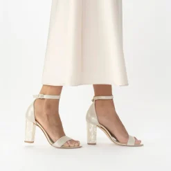 Freya Rose Martene Champagner Wildleder Mutter der Perle Blockabsatz Sandalen* Schuhe Für Hochzeitsgäste | Hochzeitsschuhe