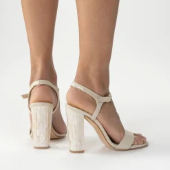 Freya Rose Martina Champagner Wildleder Mutter der Perle Blockabsatz Sandalen* Schuhe Für Hochzeitsgäste | Schuhe Für Die Mutter Der Braut