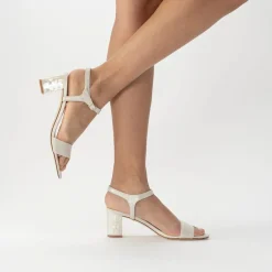 Freya Rose Martina Midi Elfenbeinfarbene Sandalen mit Blockabsatz aus Wildleder* Schuhe Für Hochzeitsgäste | Schuhe Für Die Mutter Der Braut