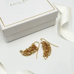 Freya Rose midi-Kristall-Tropfen-Ohrringe aus 22 Karat Gold* Kristall-hochzeitsschmuck | Gold-hochzeitsschmuck